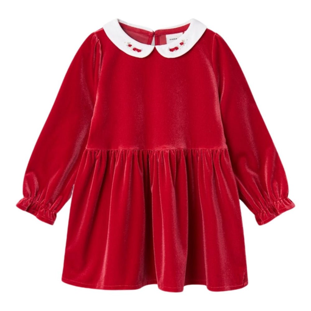 Name It - Julekjole Velour Rinna Jester Red - Guttelus