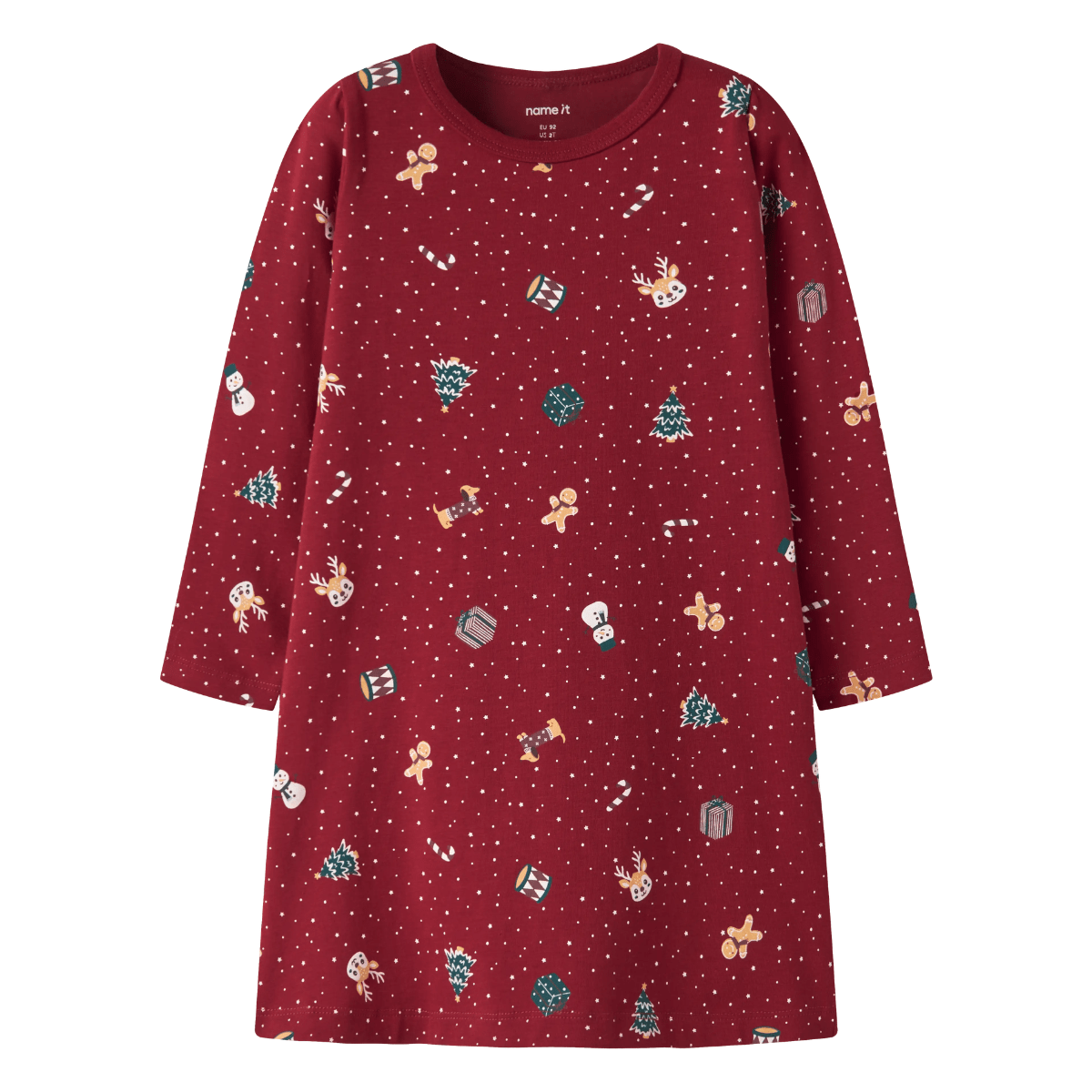 Name It - Julepysj Nattkjole Vismas 2026 Red Dahlia - Guttelus
