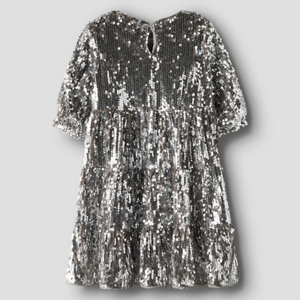 Name It - Kjole Riscing Paljetter Silver - Guttelus.no