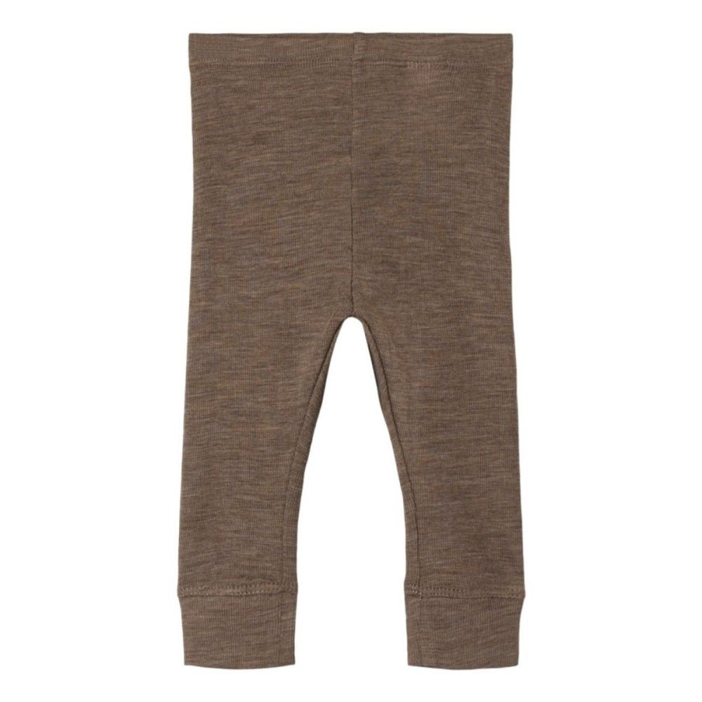 Name It - Leggings i Ull og Silke Baby Rib Wossa Walnut - Guttelus