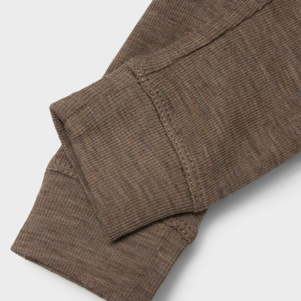 Name It - Leggings i Ull og Silke Baby Rib Wossa Walnut - Guttelus