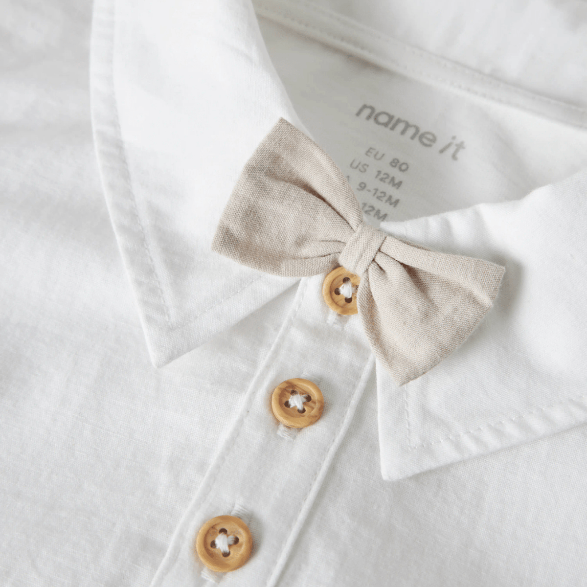 Name It - Skjortebody med Sløyfe Noller Bright White - Guttelus