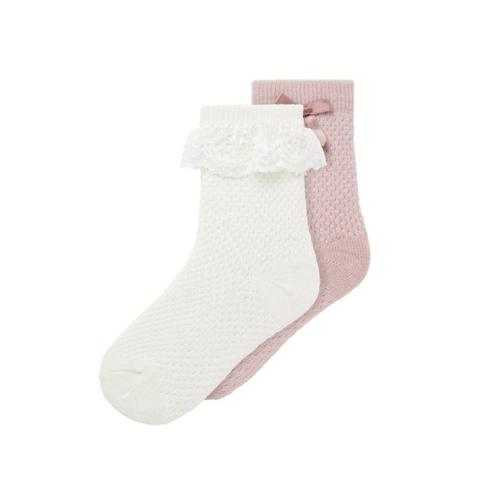 Name It - Sokker i Ull/ Bomull 2-pk Wakma Snow White/ Shadow Gray - Guttelus.no