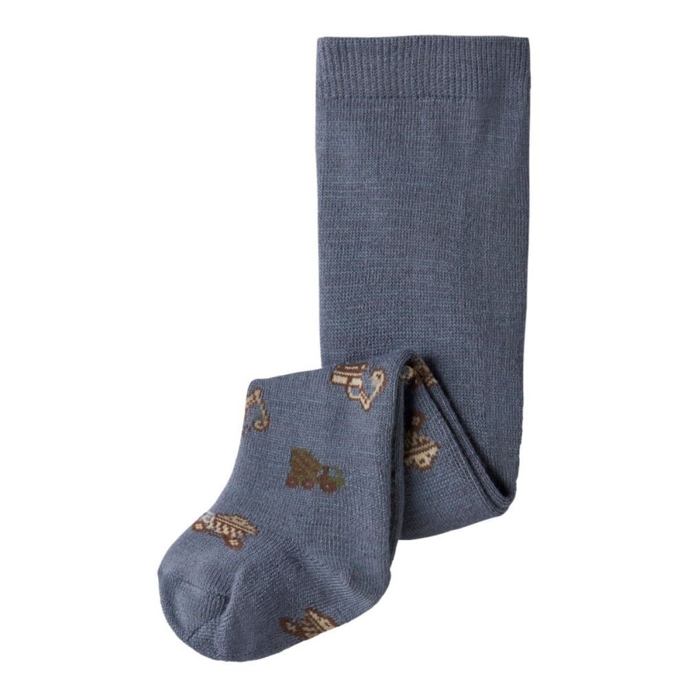 Name It - Strømpebukse Baby Ull/ Bomull Wak Folkstone Gray Working Machines - Guttelus.no