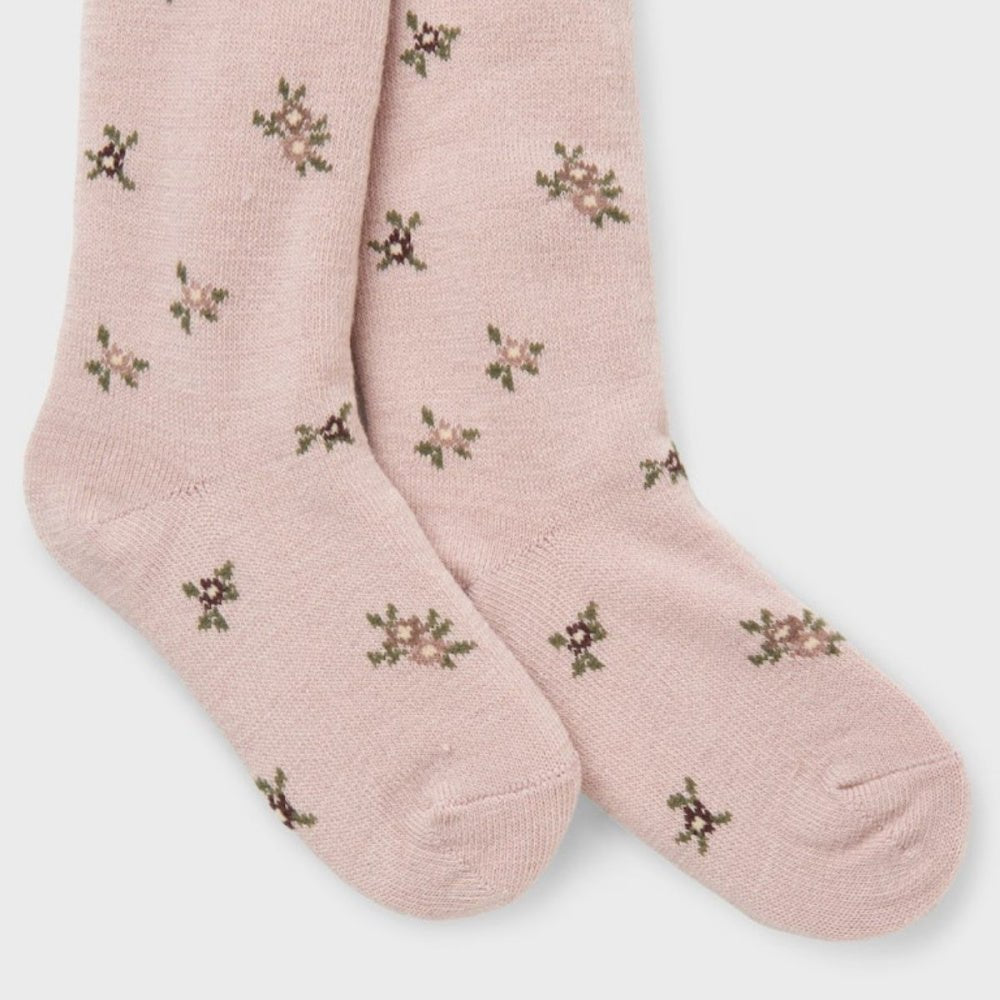 Name It - Strømpebukse Ull/ Bomull Wak Shadow Gray Small Flowers - Guttelus.no