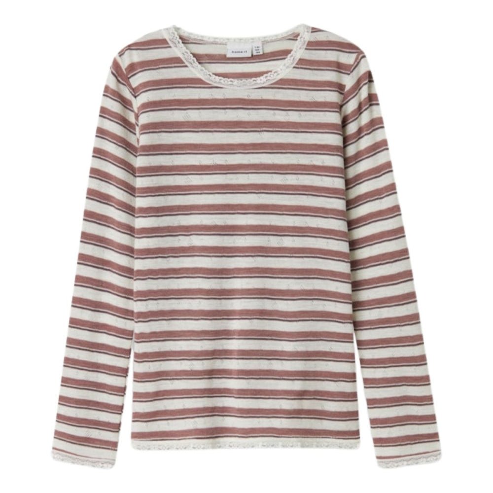Name It - Trøye Ull Jr Wang Stripe Antler/ Snow White - Guttelus