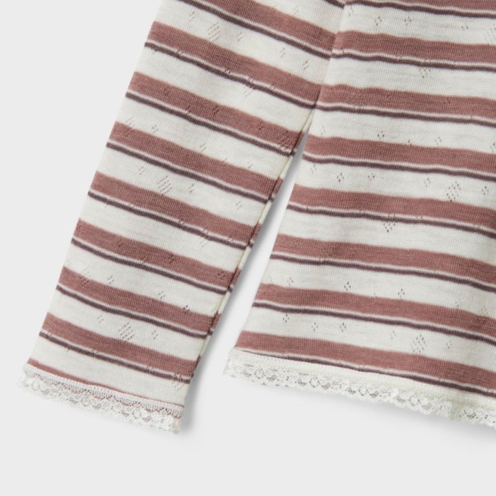 Name It - Trøye Ull Jr Wang Stripe Antler/ Snow White - Guttelus