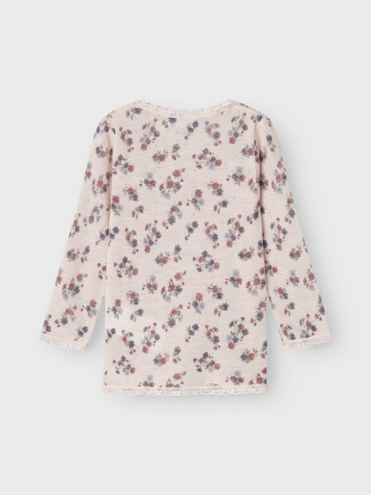 Name It - Trøye Ull Wang Blomster Lilac Ash  - Guttelus.no