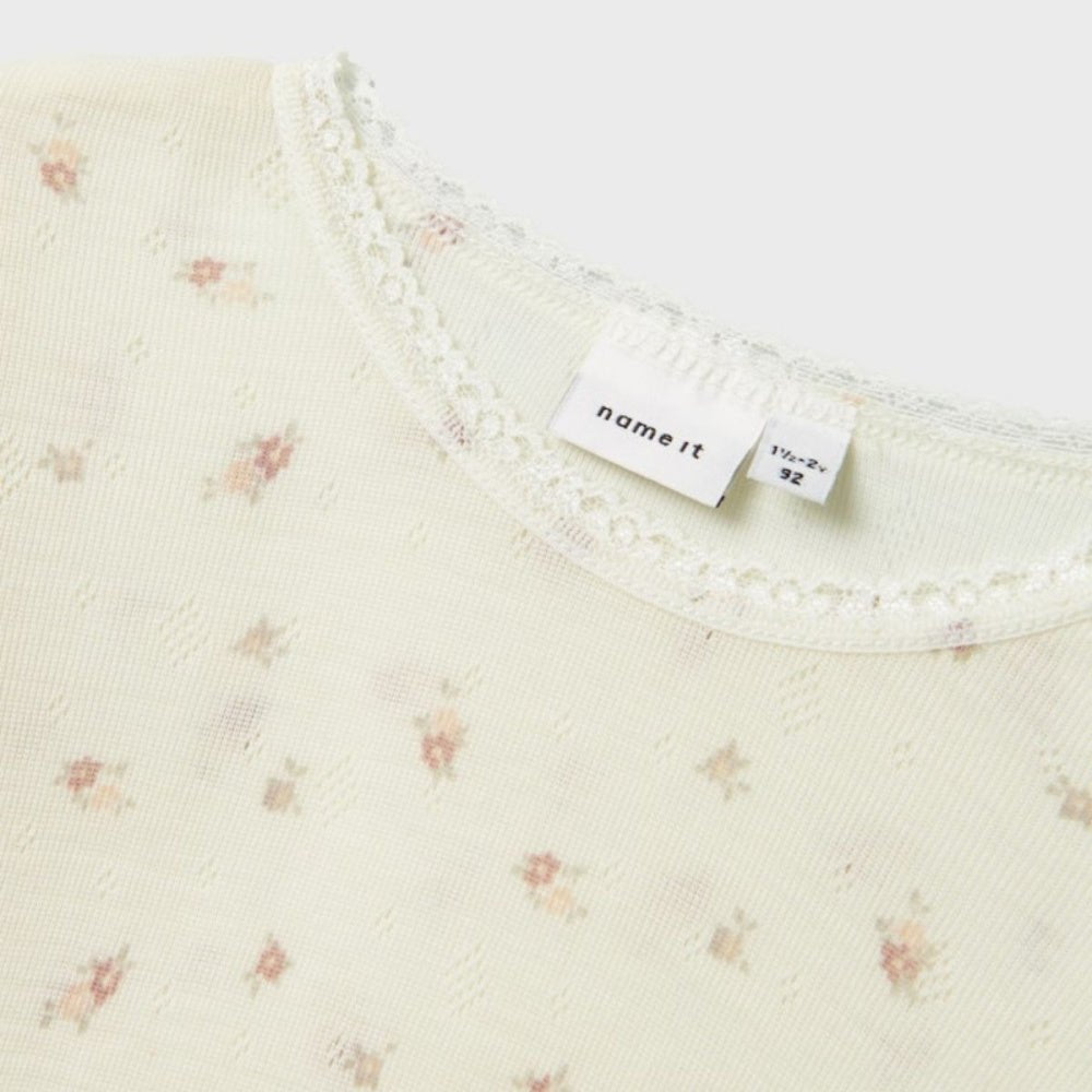 Name It - Trøye Ull Wang Small Flowers Snow White - Guttelus