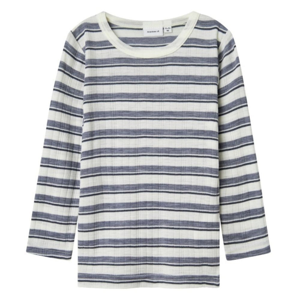 Name It - Trøye Ull Wang Stripe Folkstone Gray/ Snow White - Guttelus
