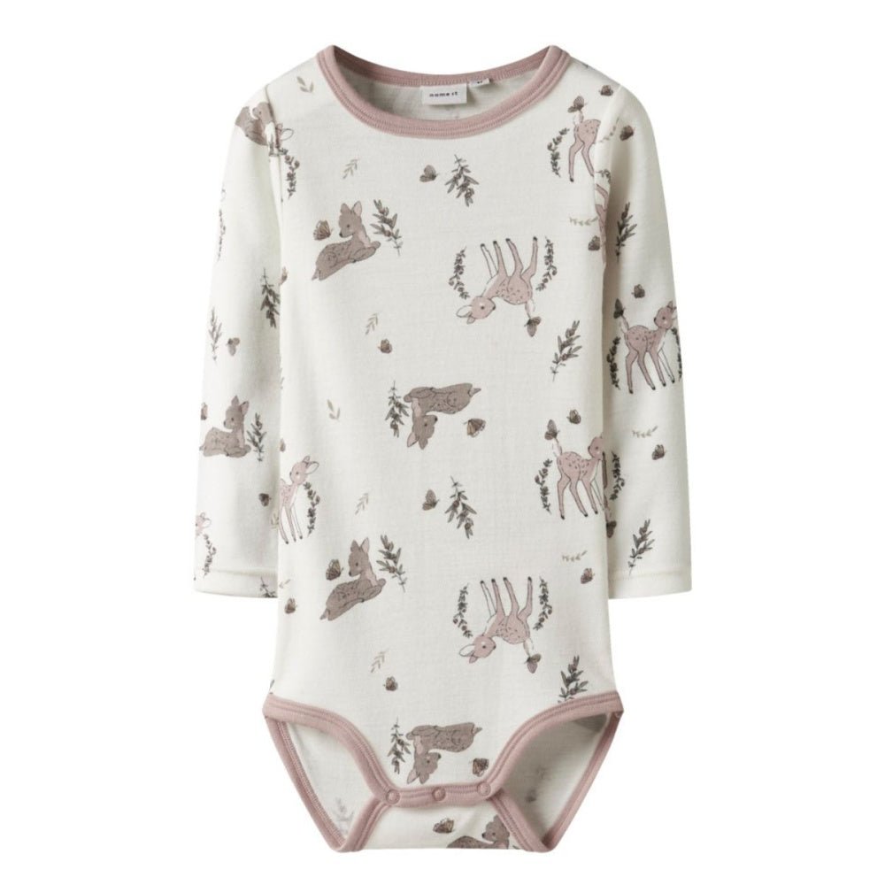 Name It - Ullbody Willitus Pink/ Snow White Deer - Guttelus.no