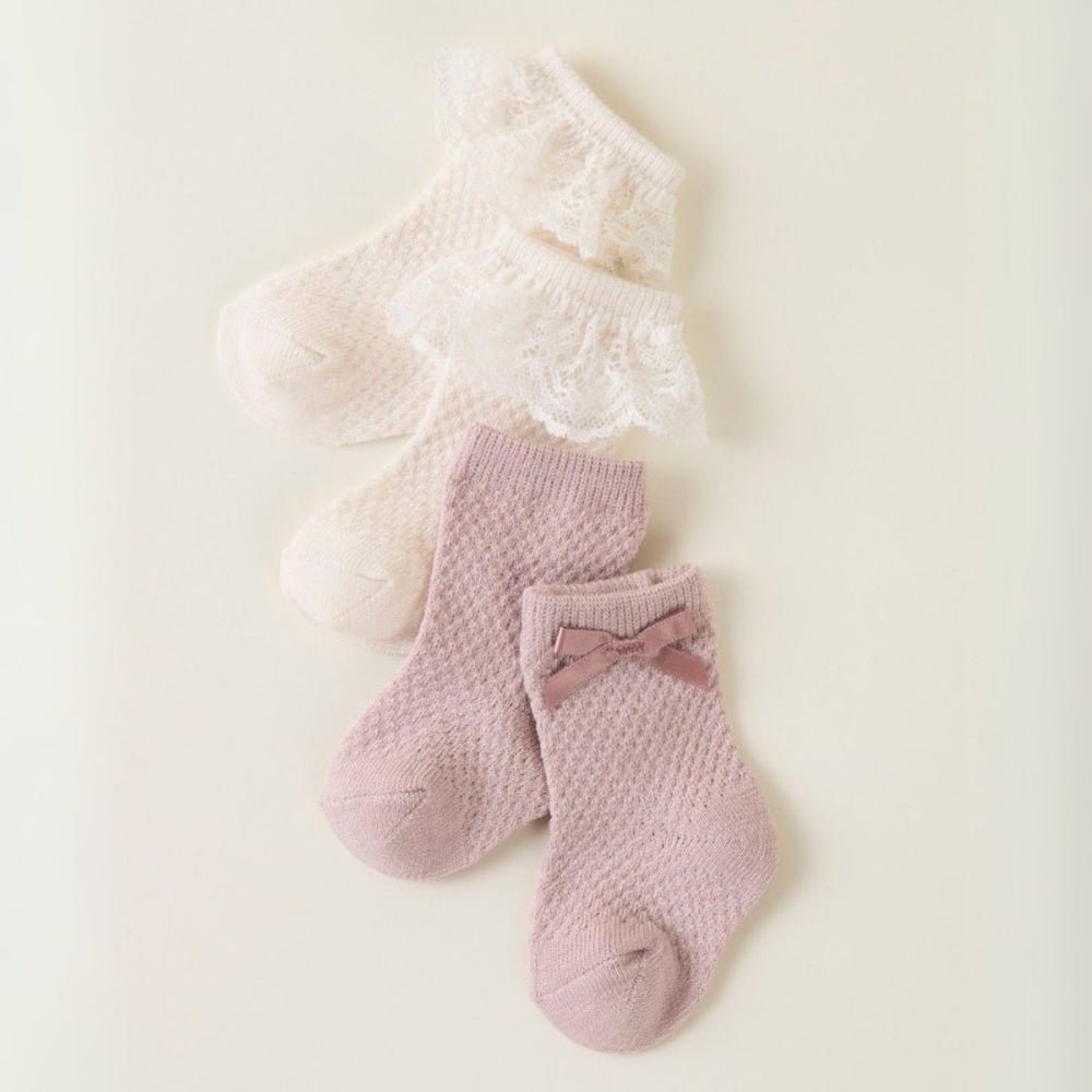 Name It - Ullsokker 2-pk Baby Wakma Shadow Gray/ Snow White - Guttelus.no