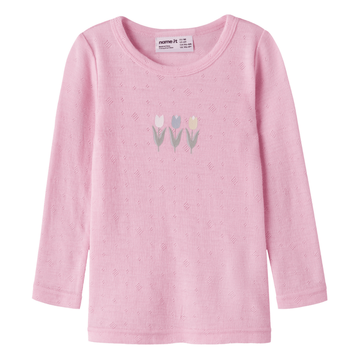 Name It - Ulltrøye Wang Flower Coral Blush - Guttelus.no