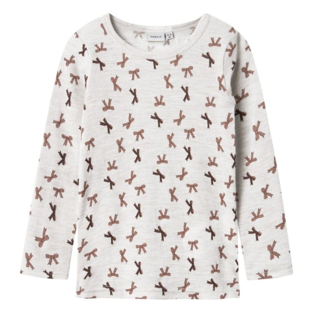 Name It - Ulltrøye Wang Rib Bows Snow White - Guttelus.no