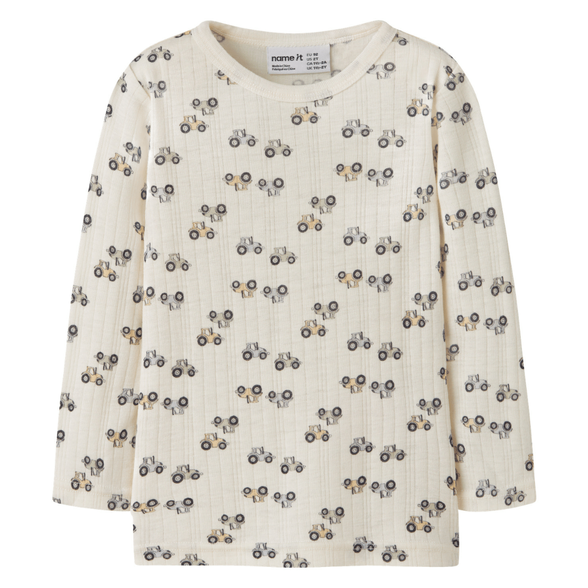 Name It - Ulltrøye Wang Wool Tractor Coconut Milk - Guttelus.no