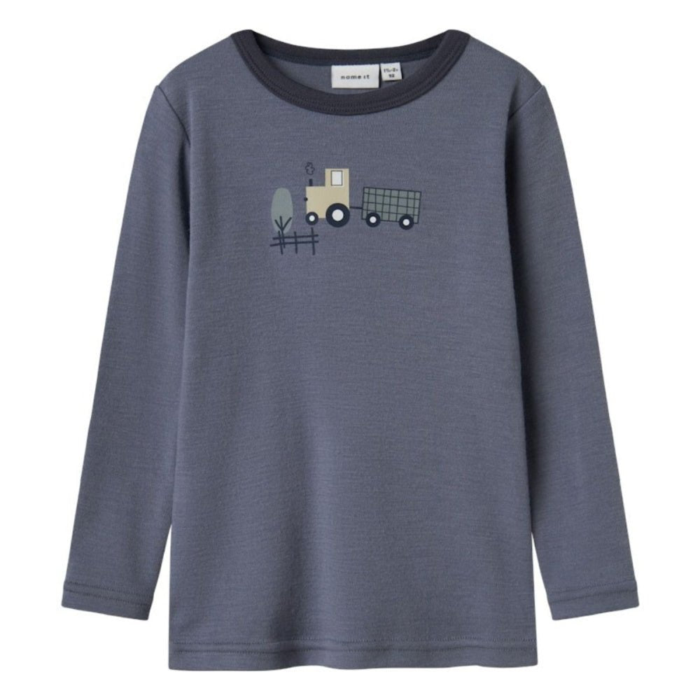 Name It - Ulltrøye Willit Folkstone Gray Tractor - Guttelus