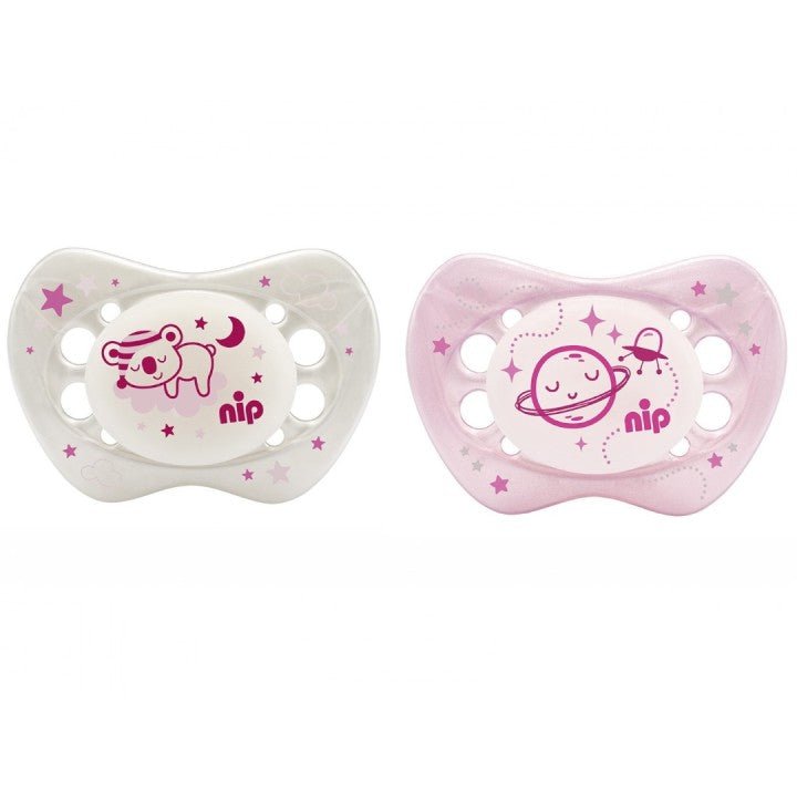 Nip- Smokker Selvlysende Night 2pk 5-18 mnd Rosa - Guttelus.no