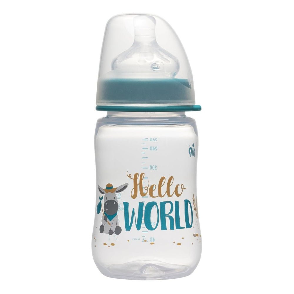 Nip- Tåteflaske Hello World 260ml - Guttelus.no
