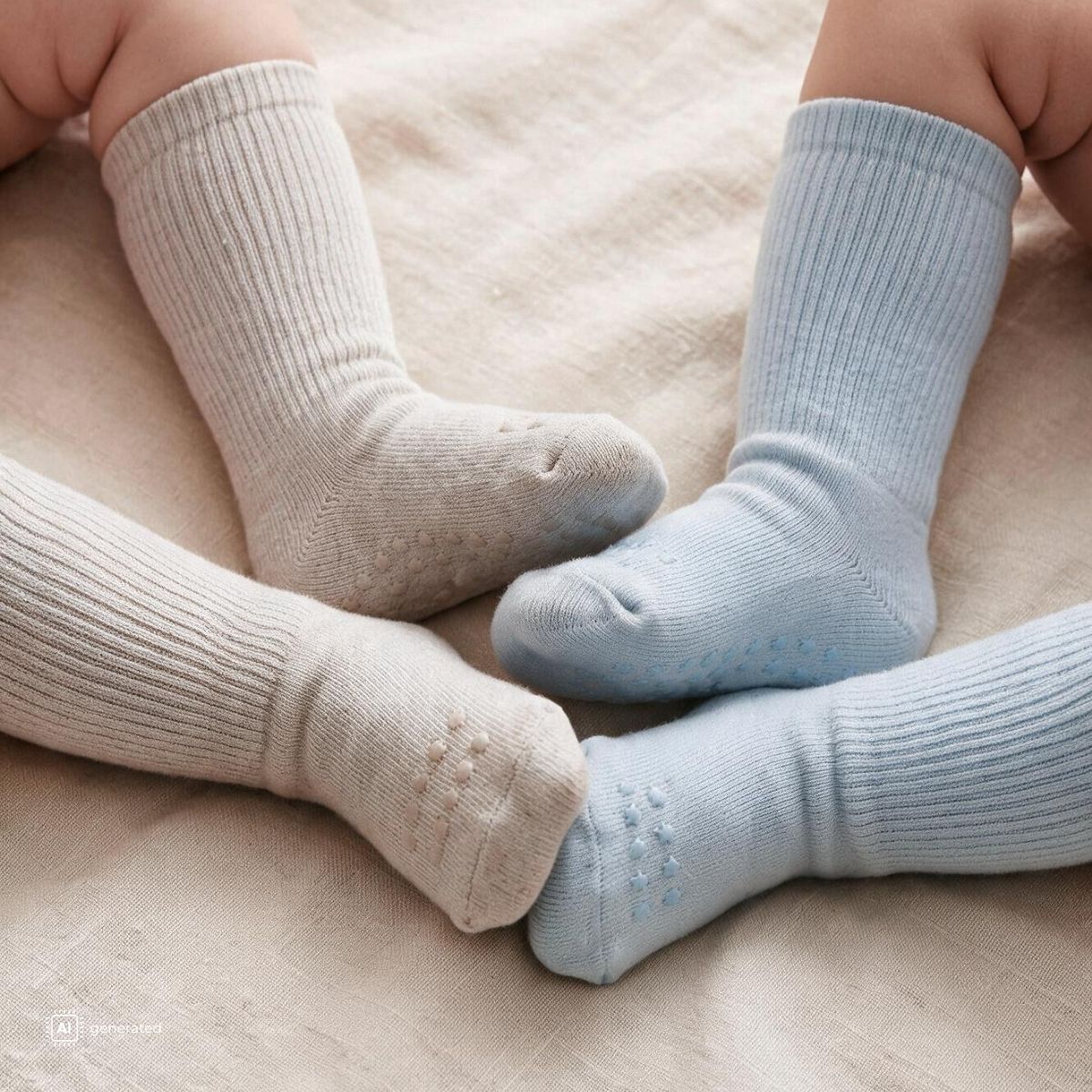 Nordic Kids - Sokker Bambus 2pk Anti-Skli Blå/ Grå - Guttelus