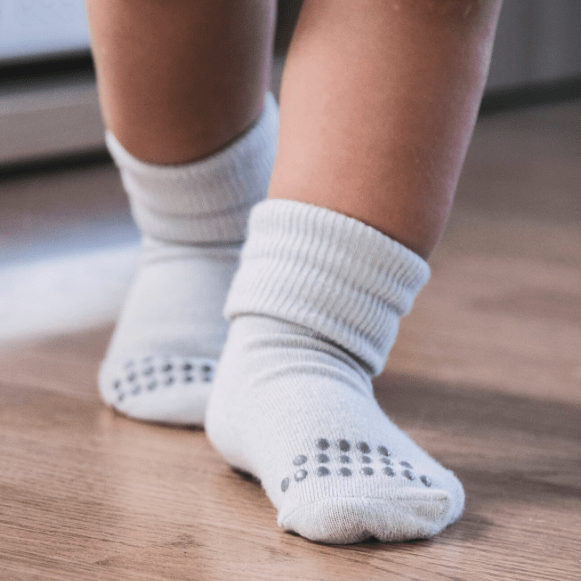 Nordic Kids - Sokker Bambus 2pk Anti-Skli Rosa/ Grå - Guttelus.no