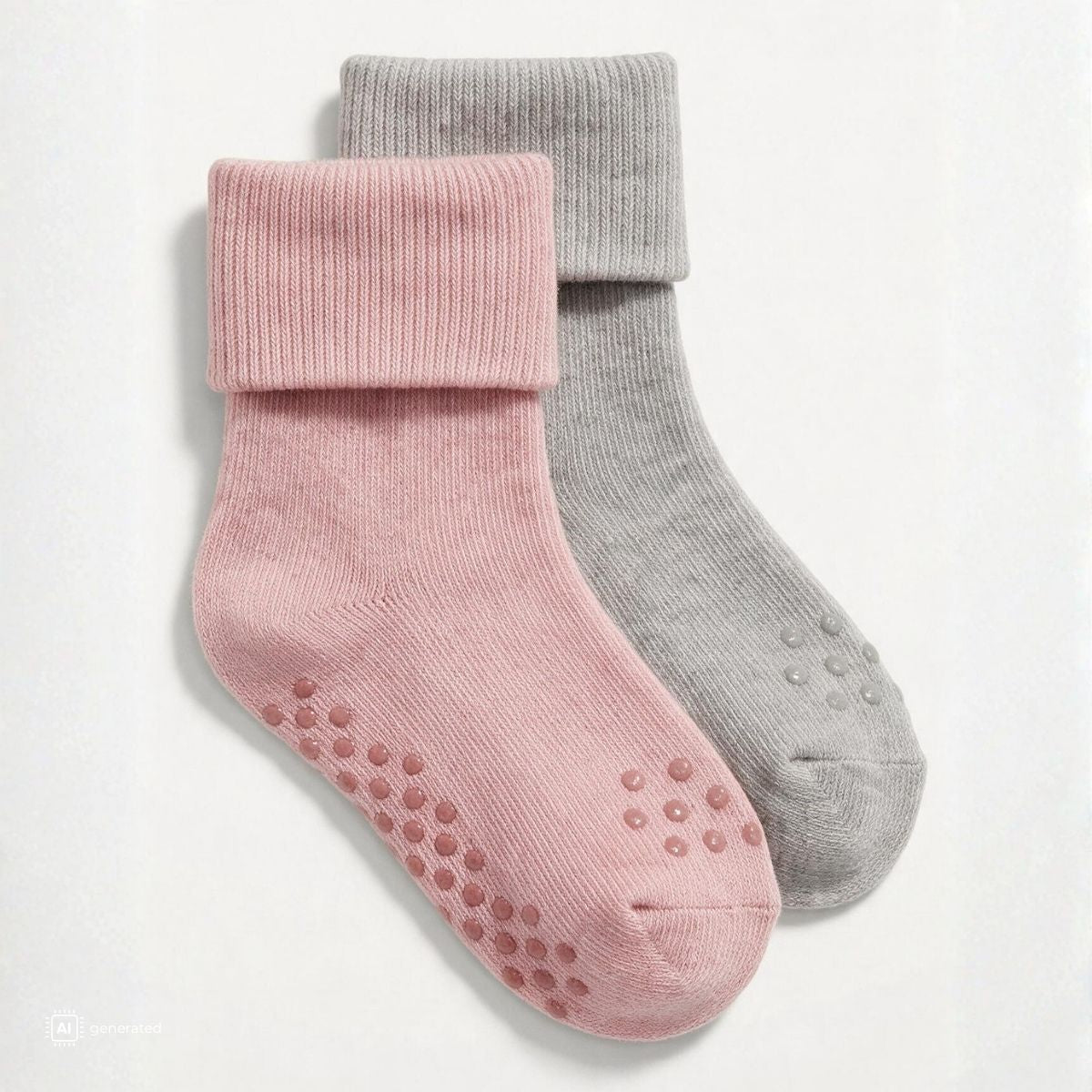 Nordic Kids - Sokker Bambus 2pk Anti-Skli Rosa/ Grå - Guttelus