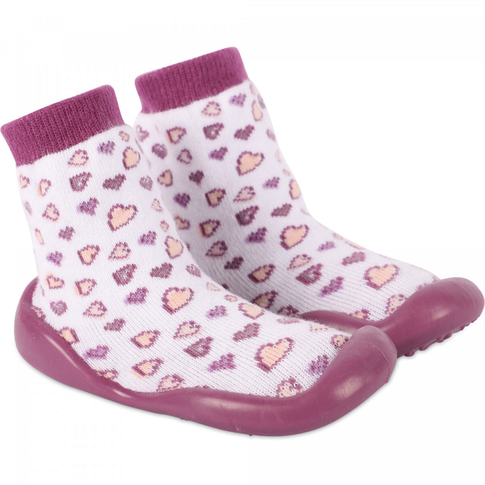 Rose et Chocolat - Sokketøfler Heart Purple