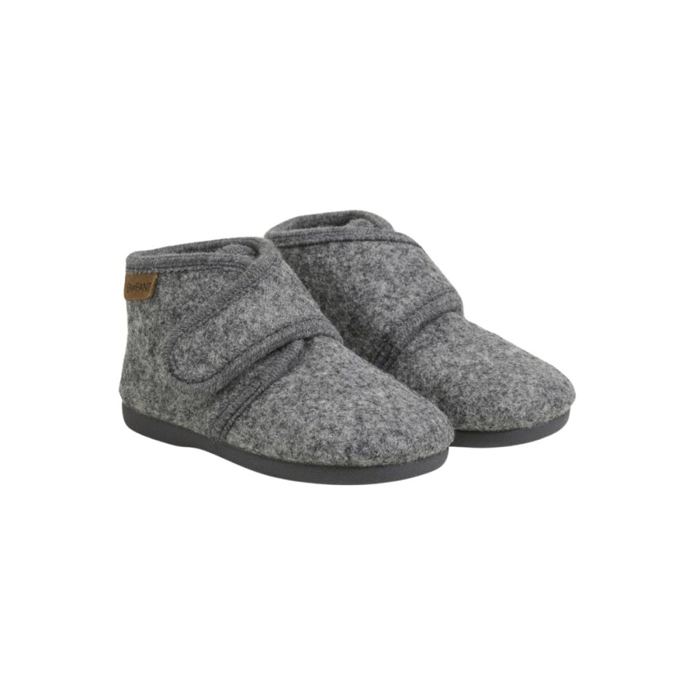 En Fant - Tøfler i Ull med Såle Dark Grey Melange