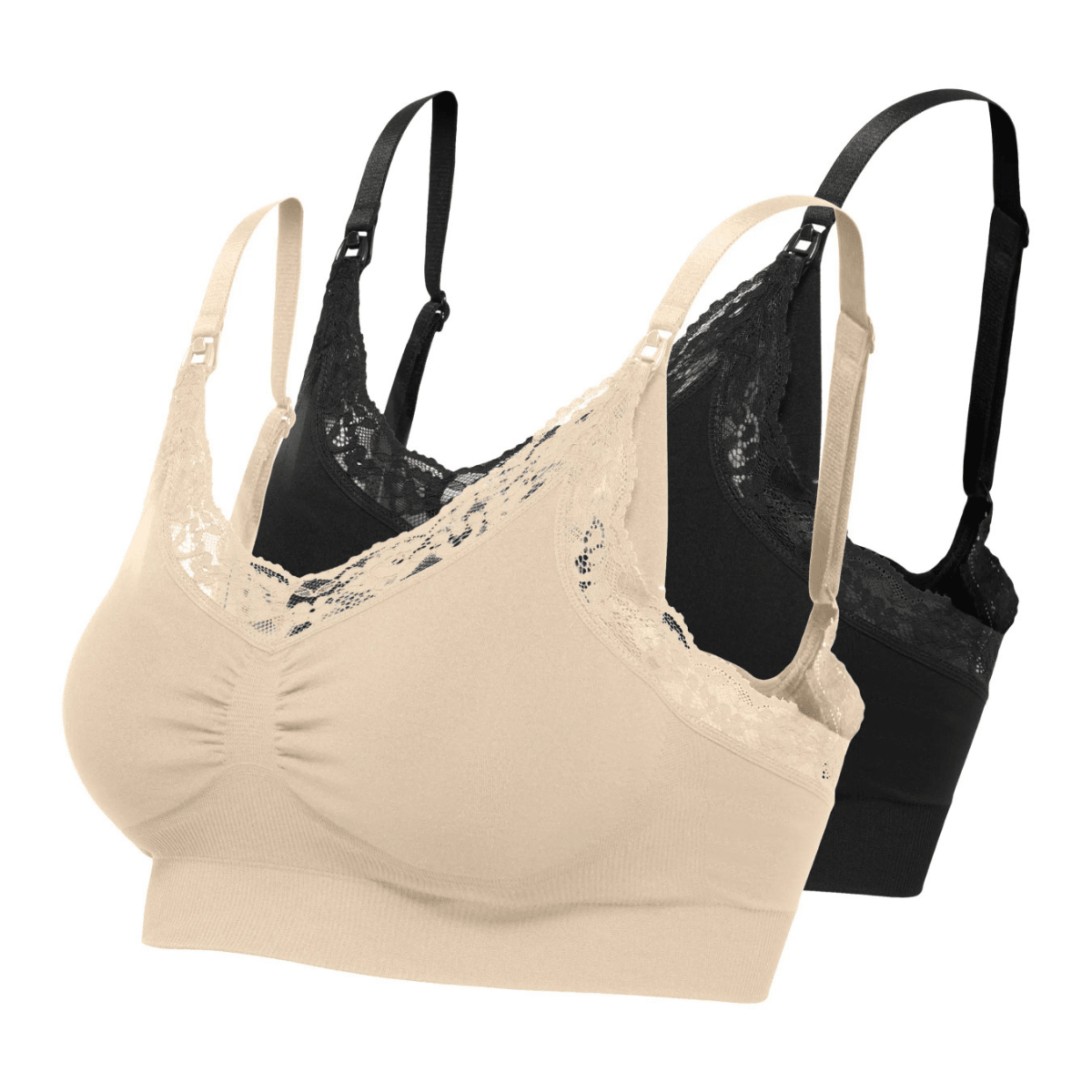 ONLY Maternity - Amme-BH 2-pk Rosie Crème Brûlée/ Sort - Guttelus.no