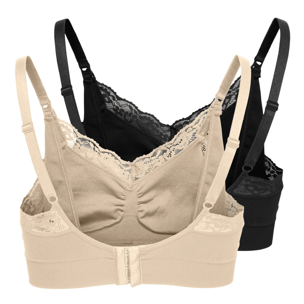 ONLY Maternity - Amme-BH 2-pk Rosie Crème Brûlée/ Sort - Guttelus.no