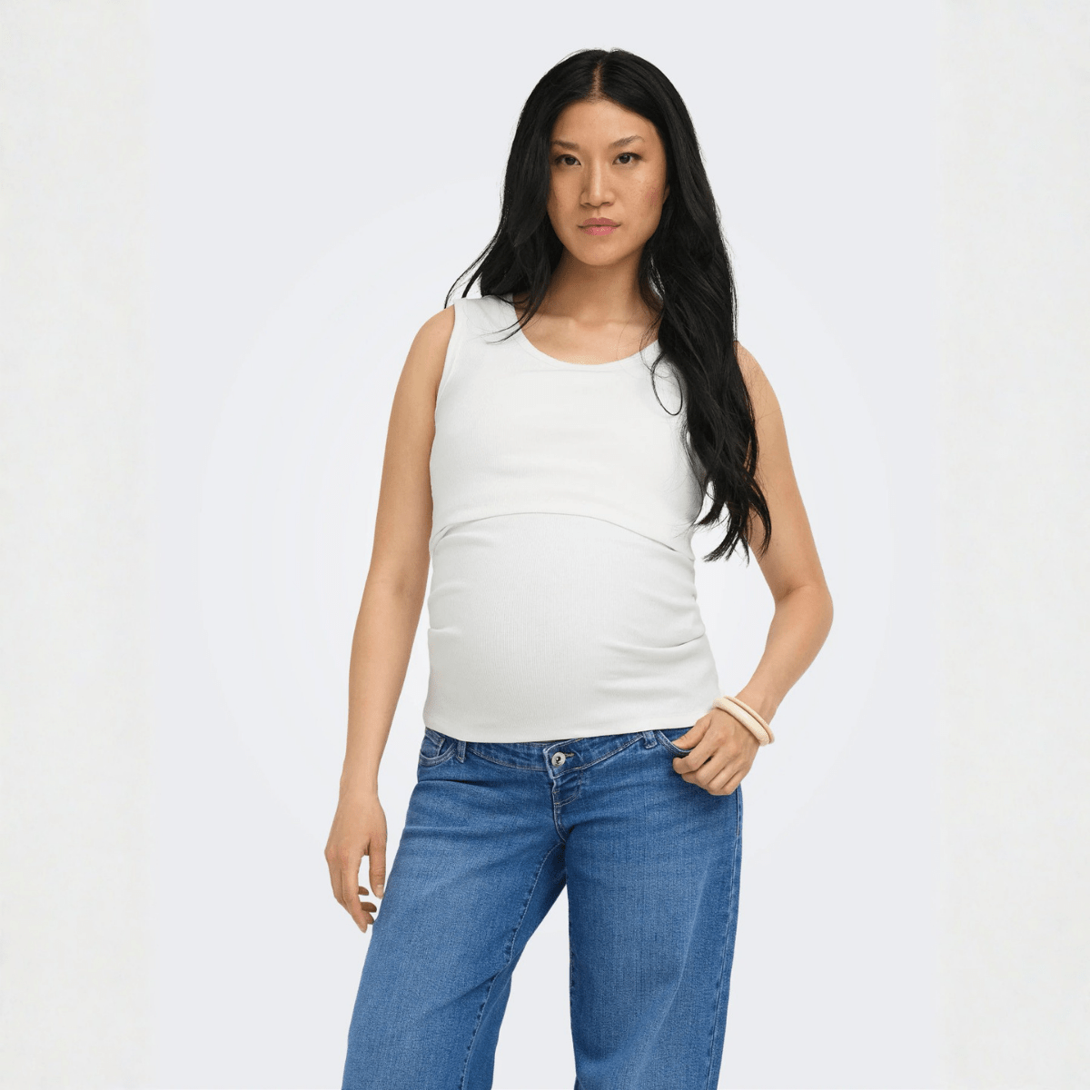 ONLY Maternity - Amme-Tanktopp 2-pk Vira Hvit/ Svart - Guttelus.no