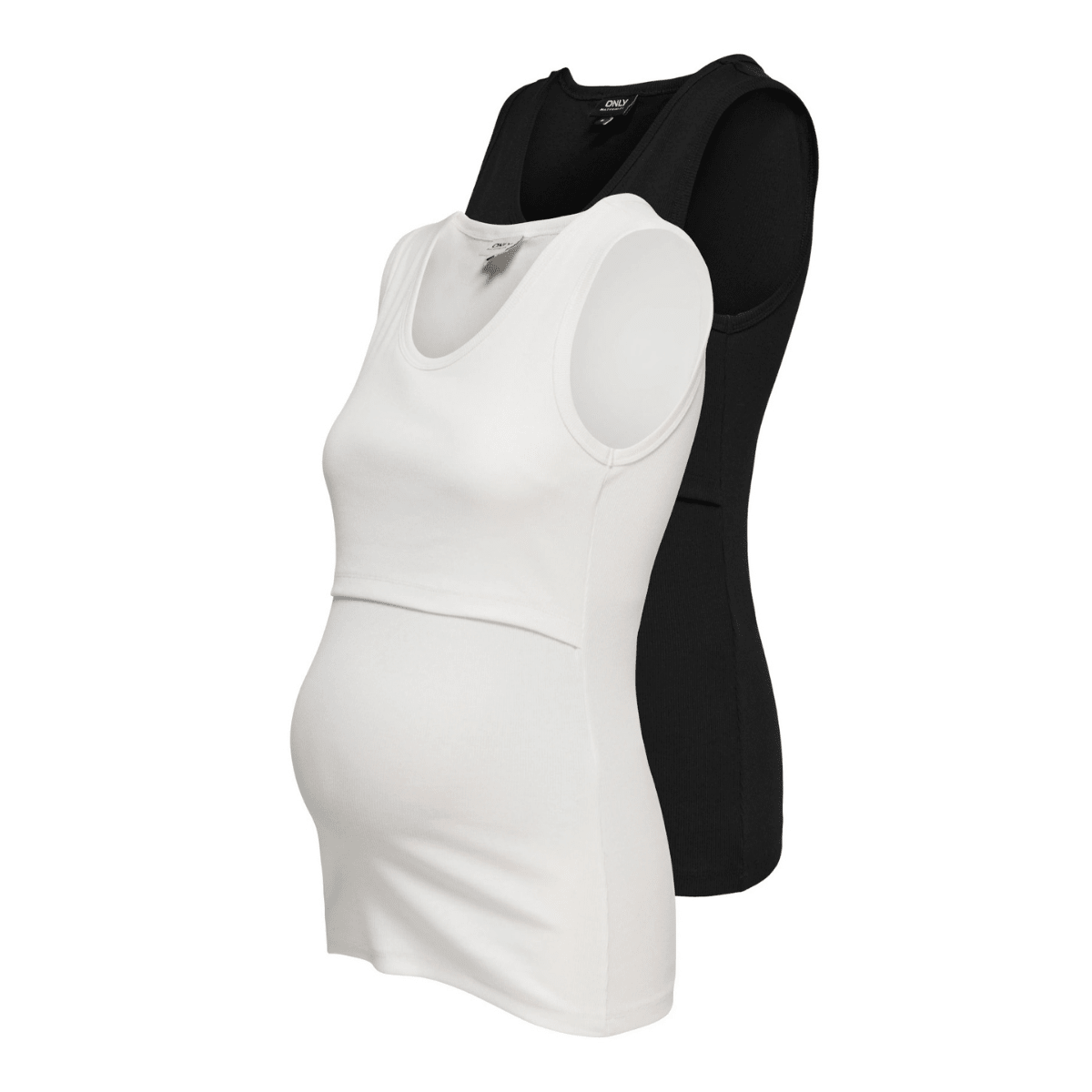 ONLY Maternity - Amme-Tanktopp 2-pk Vira Hvit/ Svart - Guttelus.no