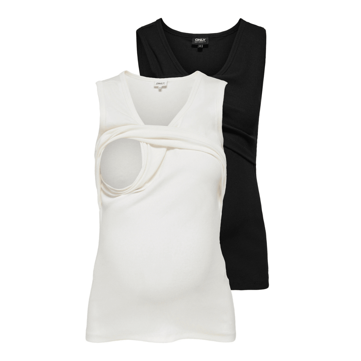 ONLY Maternity - Amme-Tanktopp 2-pk Vira Hvit/ Svart - Guttelus.no