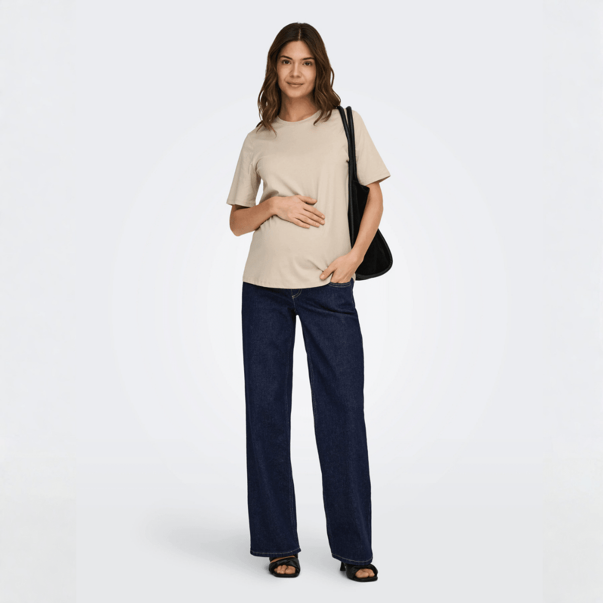 ONLY Maternity - Jeans Juicy Wide Leg Dark Blue Denim Rinse - Guttelus.no