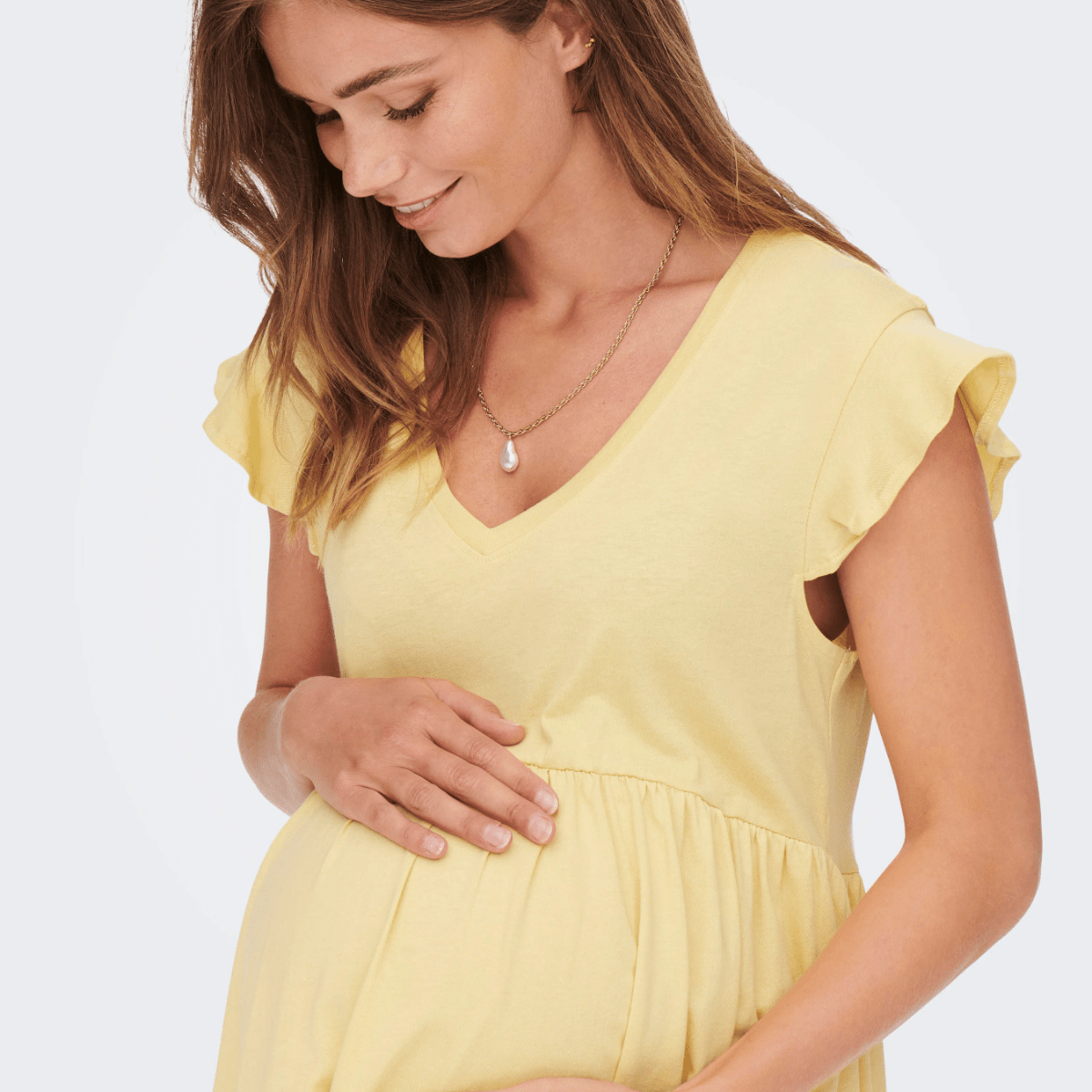ONLY Maternity - Kjole Mamma May Life Frill Straw - Guttelus.no