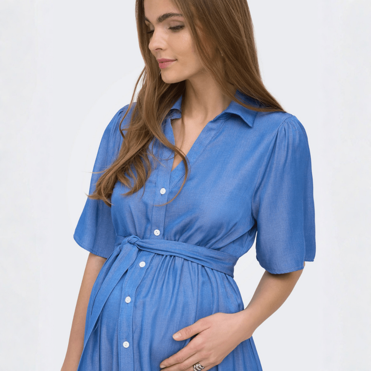 ONLY Maternity - Skjortekjole Mamma Medium Blue Denim - Guttelus.no