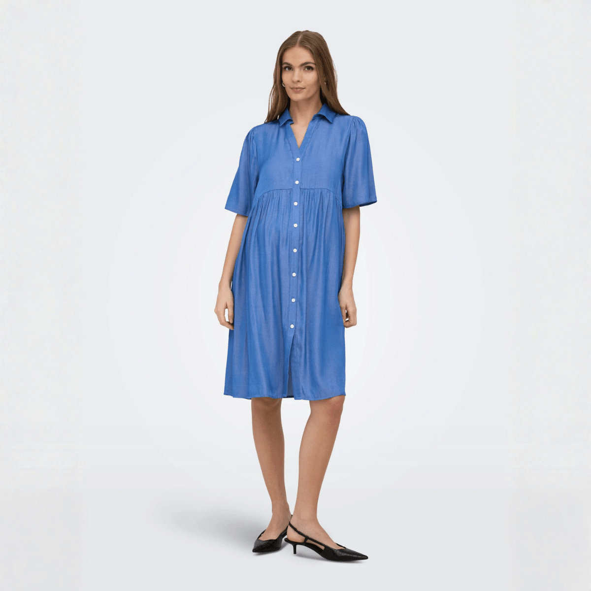 ONLY Maternity - Skjortekjole Mamma Medium Blue Denim - Guttelus.no