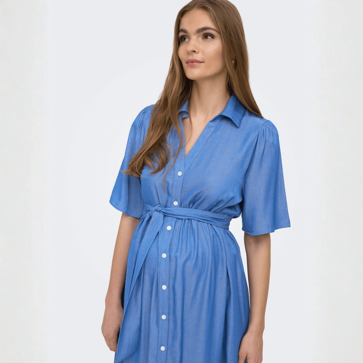 ONLY Maternity - Skjortekjole Mamma Medium Blue Denim - Guttelus.no