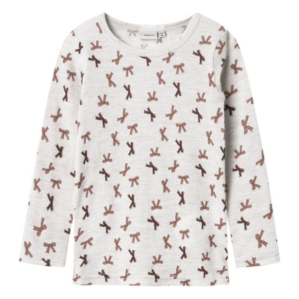 Name It - Ulltrøye Wang Rib Bows Snow White