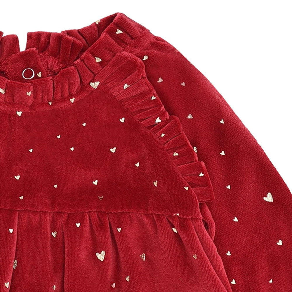 Hust and Claire - Julekjole Baby Velour Kis Gold Teaberry