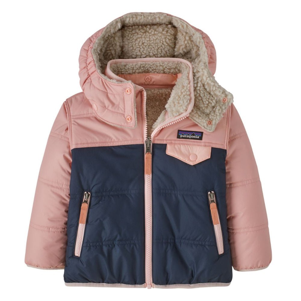 Patagonia - Baby Reversible Tribbles Hoody New Navy w/Mallow Pink - Guttelus.no