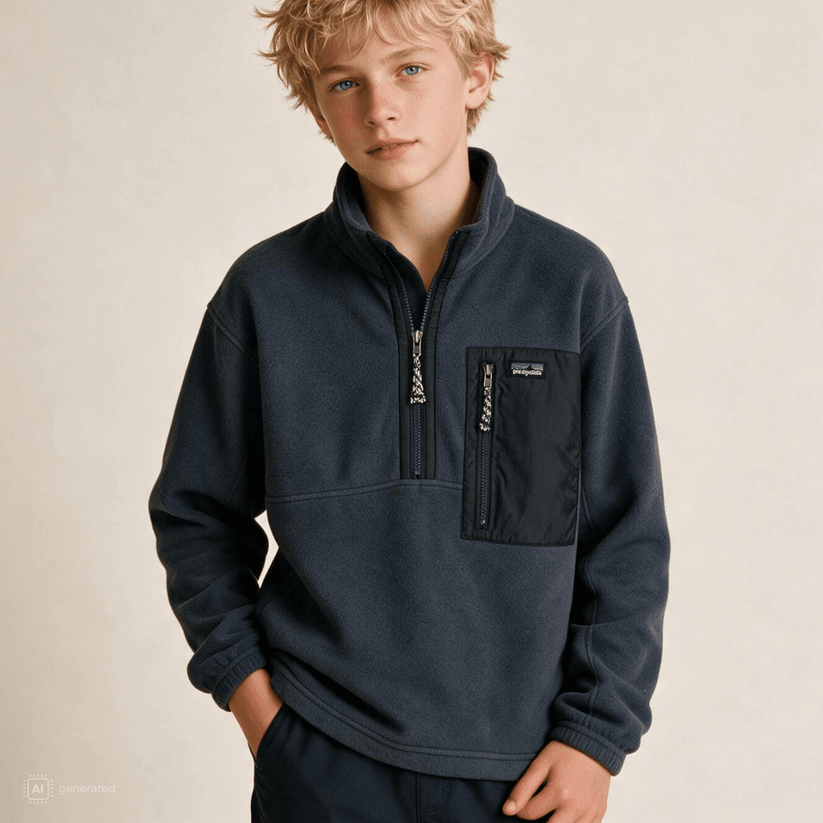 Patagonia - Kids Microdini 1/2-Zip Fleece Pullover Smolder Blue - Guttelus