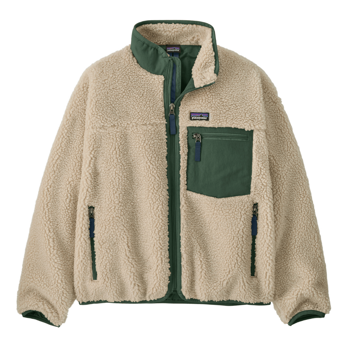 Patagonia - Kids Retro-X Fleece Jacket Dark Natural / Canopy Green - Guttelus