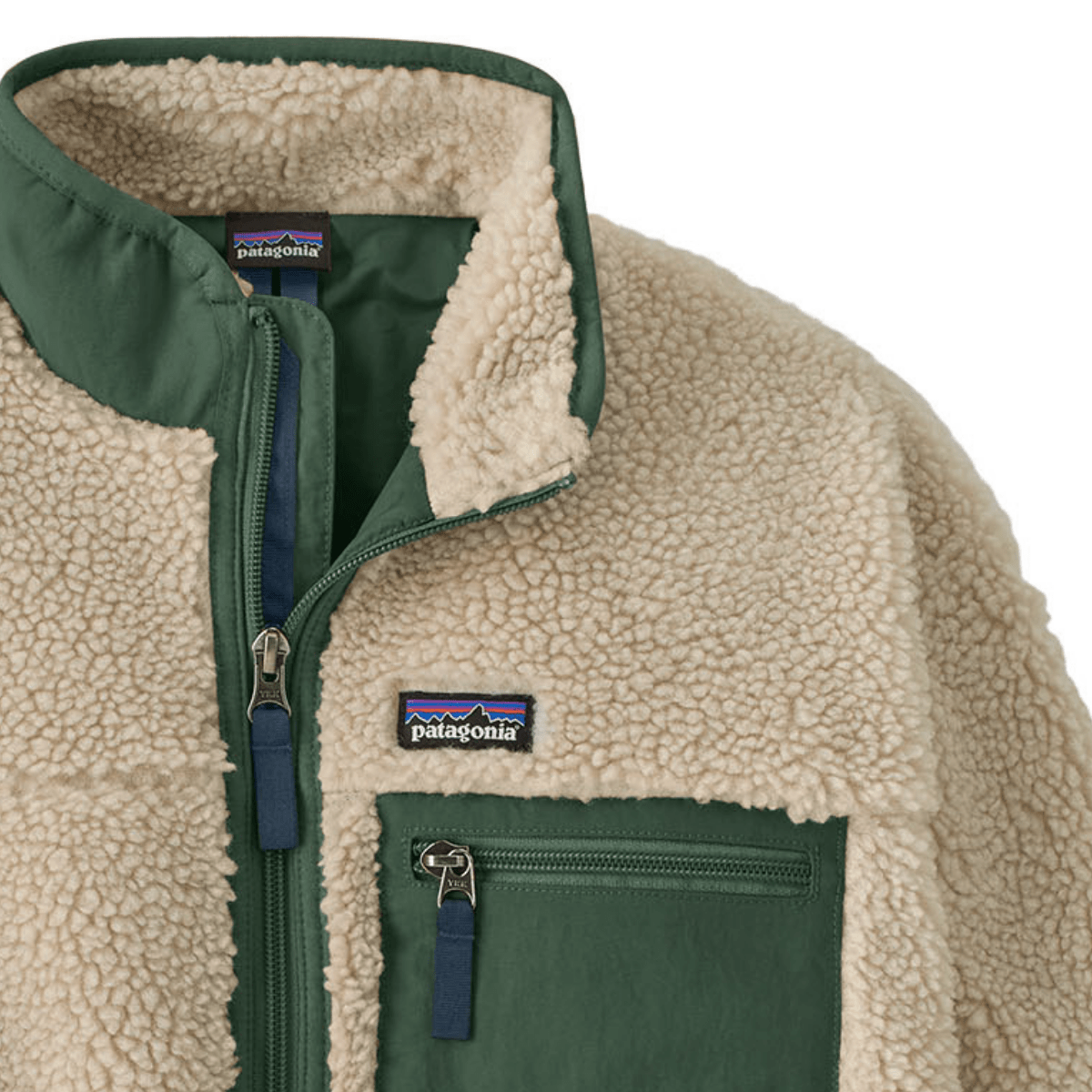 Patagonia - Kids Retro-X Fleece Jacket Dark Natural / Canopy Green - Guttelus