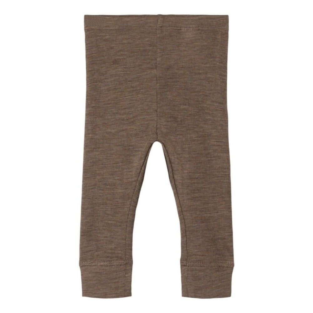 Name It - Leggings i Ull og Silke Baby Rib Wossa Walnut