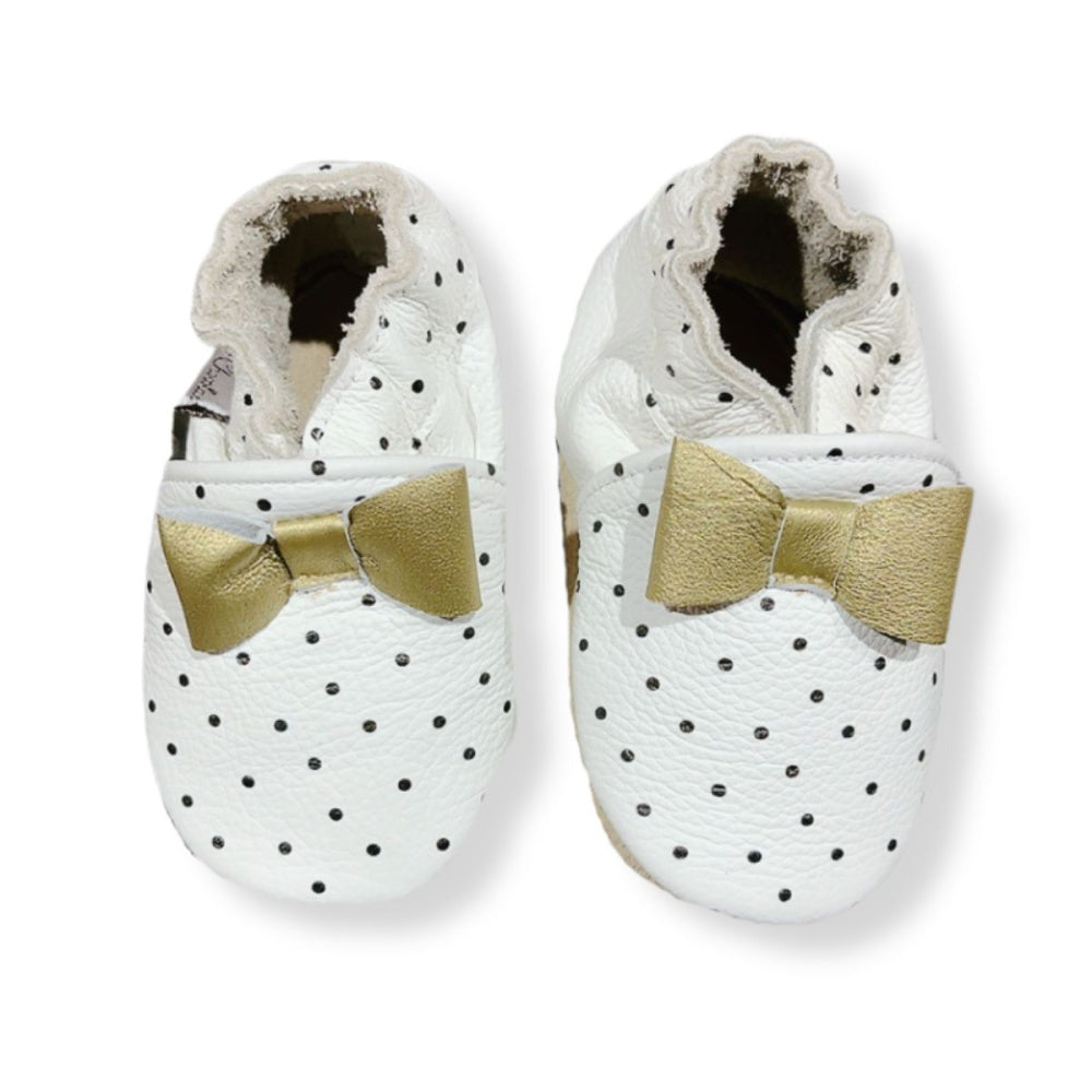 Rose et Chocolat - Tøfler i Skinn Dots Bow