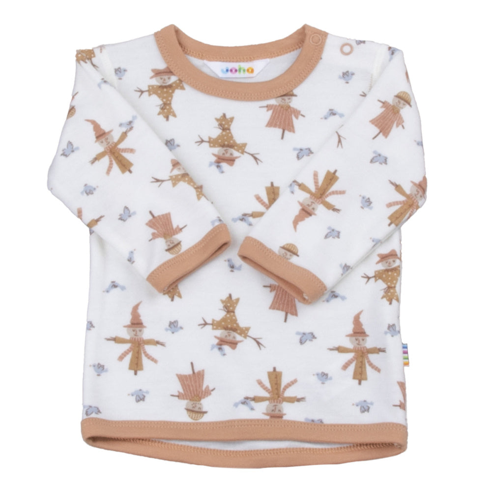 Joha - Trøye Ull og Bambus Scarecrow Off White/ Peach