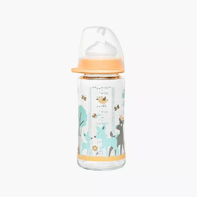 Nip- Tåteflaske Glass Bambi Gul 240ml