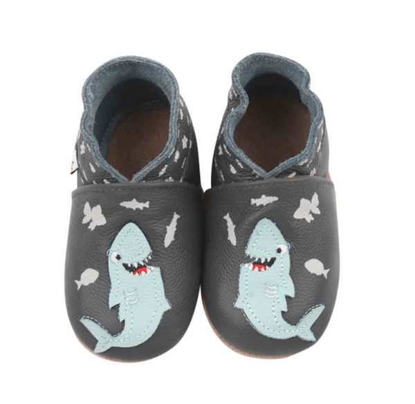 Rose et Chocolat - Tøfler i Skinn Hungry Shark Grey - Guttelus