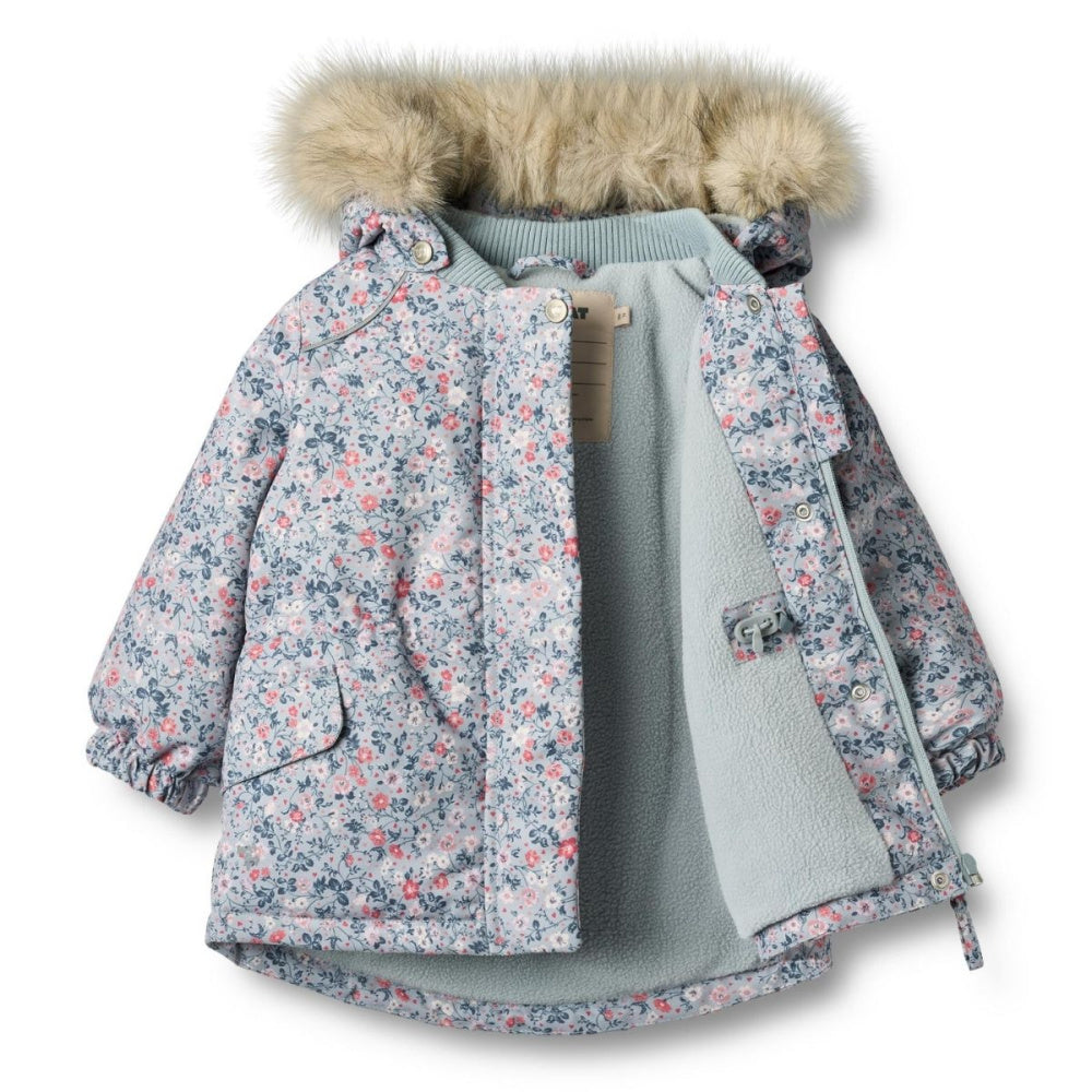 Wheat - Vinterjakke Baby Mathilde Tech Soft Rain Flowers