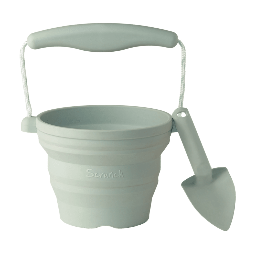 Scrunch - Sammenleggbar Mini Bøtte med spade Dusty Green - Guttelus